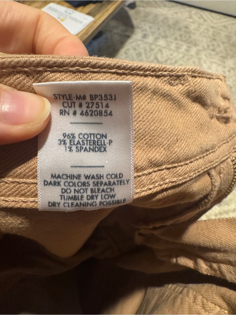 Just Black Denim Wide Leg Tan Brown Jean Pants 26 Utility Patch - Picture 4 of 5